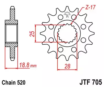 Pignone anteriore JT JTF705.15, 15z misura 520 - JTF705.15