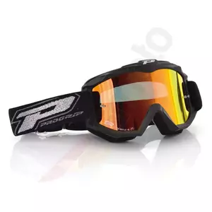 Óculos de proteção para motociclistas Progrip Dark Side 3204 preto mate vidro laranja espelhado-1