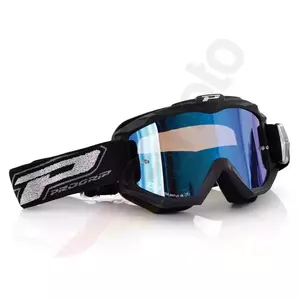 Motocyklové okuliare Progrip Dark Side 3204 matné čierne zrkadlové modré sklo - PG3204BKMBL
