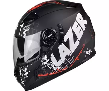 Lazer Bayamo Pitbull 2 capacete integral de motociclista preto vermelho branco mate XS-5