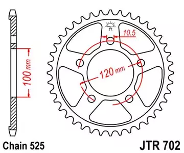 Čelični stražnji lančanik JT JTR702.42, 42z, veličina 525
