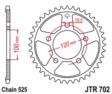Tagumine hammasratas JT JTR702.42, 42z suurus 525-2