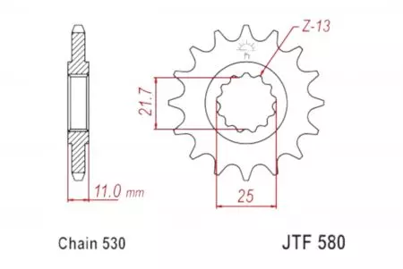Ritzel vorne JT JTF580.17RB, 17 Zähne Teilung 530 gummiert - JTF580.17RB