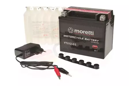 Wartungsfreie 12V 10 Ah Moretti YTX12-BS Batterie + Ladegerät