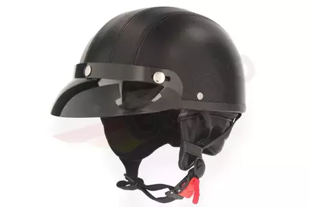Awina casco de moto abierto cacahuete TN-8658 visera de cuero negro M-2