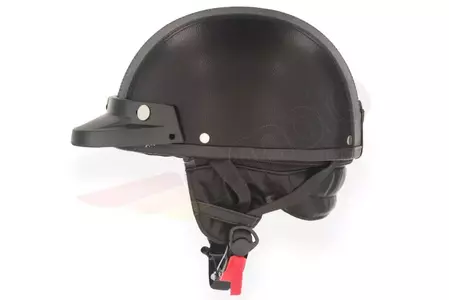 Awina casco de moto abierto cacahuete TN-8658 visera de cuero negro M-3