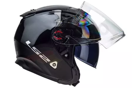 LS2 OF521 INFINITY SOLID BLACK 3XL casco abierto para moto-4