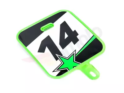Emblemat przedni - przód z nr.14 Mini Cross zielony - 02-030754-DB10-055