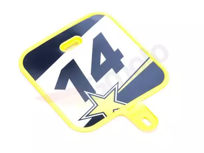Emblemat przedni - przód z nr.14 Mini Cross żółty - 02-030754-DB10-056