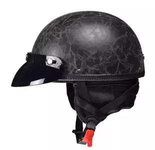 Awina casco de moto abierto cacahuete TN-8689 cuero deshilachado negro L-2