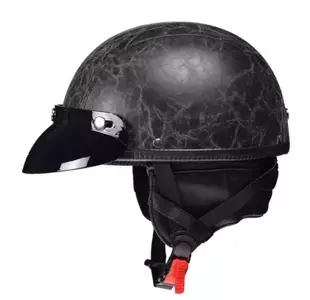Awina casco de moto abierto cacahuete TN-8689 cuero deshilachado negro M-2