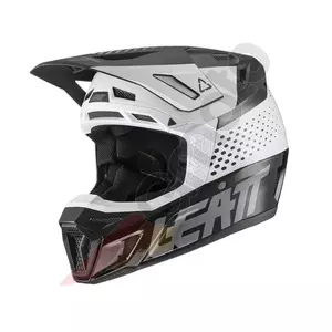 "Leatt GPX 8.5 V22 cross enduro" motociklininko šalmas + "Velocity 5.5" akiniai juodai balti XS-2