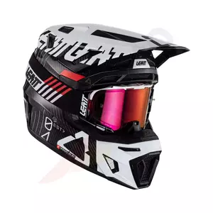 Leatt GPX 9.5 Carbon white V23 cross enduro motorbike helmet + Velocity 6.5 Iriz goggles black white M-1