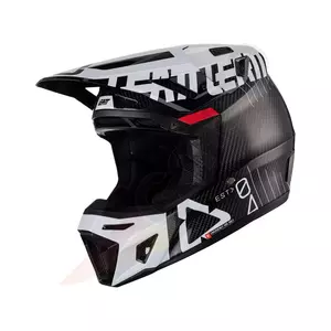 Leatt GPX 9.5 Carbon white V23 cross enduro motorbike helmet + Velocity 6.5 Iriz goggles black white M-2