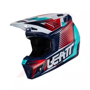 Helm Motorrad cross enduro Leatt GPX 8.5 V23 Brille Velocity 5.5 royal dunkelblau rot blau L-2