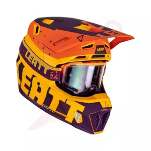 Leatt GPX 7.5 V23 cross enduro motociklininko šalmas + Velocity 4.5 akiniai Iriz indigo yellow fluo purple L-1