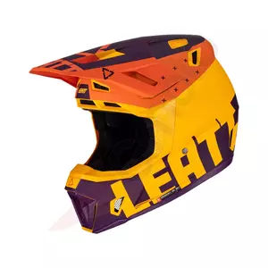 Capacete de motociclismo Leatt GPX 7.5 V23 cross enduro + óculos de proteção Velocity 4.5 Iriz amarelo índigo fluo roxo L-2