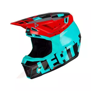 Capacete de motociclismo Leatt GPX 7.5 V23 cross enduro + óculos de proteção Velocity 4.5 Iriz azul marinho vermelho M-2