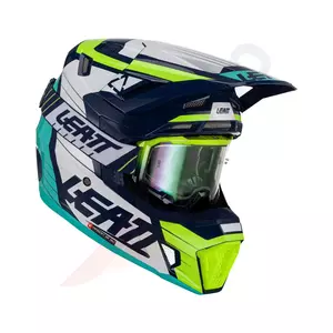 Leatt GPX 7.5 V23 cross enduro motociklu ķivere + Velocity 4.5 brilles Iriz tumši zila, dzeltena, flu zila L-1