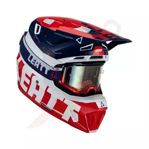 Capacete de motociclismo Leatt GPX 7.5 V23 cross enduro + óculos de proteção Velocity 4.5 Iriz royal navy red-white L-1