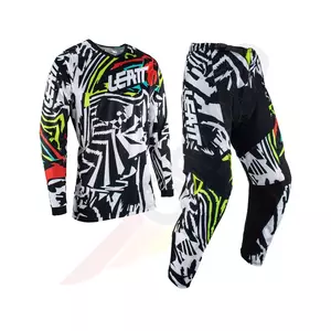 Ensemble moto cross enduro Leatt sweat-shirt + pantalon 3.5 junior zebra blanc noir rouge L 140-150cm - 5023033104