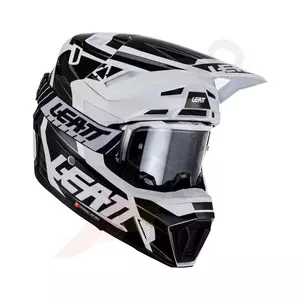 Leatt GPX 7.5 V23 cross enduro motorcykelhjelm + Velocity 4.5 beskyttelsesbriller Iriz hvid sort hvid M-1