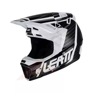 Leatt GPX 7.5 V23 cross enduro motorcykelhjelm + Velocity 4.5 beskyttelsesbriller Iriz hvid sort hvid M-2