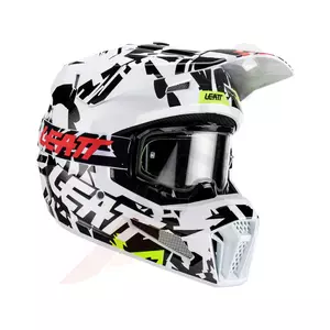 Kask motocyklowy cross enduro Leat Moto 3.5 V23 + Gogle Leatt Velocity 4.5 Helmet Kit Zebra czarny biały L-1