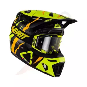 Leatt GPX 8.5 V23 cross enduro casco moto + Velocity 5.5 occhiali nero giallo fluo L-1