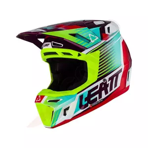 Leatt GPX 8.5 V23 крос ендуро мотоциклетна каска + очила Velocity 5.5 зелено лилаво синьо L-2