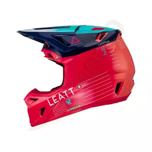 Capacete de motociclismo Leatt GPX 8.5 V23 cross enduro + óculos de proteção Velocity 5.5 vermelho azul marinho L-4