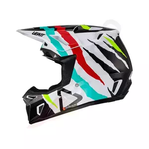 Leatt GPX 8.5 V23 cross enduro moto casco + Velocity 5.5 occhiali nero bianco blu giallo fluo M-4