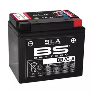 BS Battery BB7C-A YB7C-A 8Ah neuzturīgs 80A akumulators ar applūstošu akumulatoru - 300843