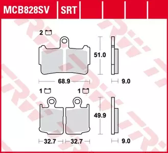Bremsbeläge TRW Lucas MCB 828 SRT 1x Satz (2 Stück) - MCB828SRT