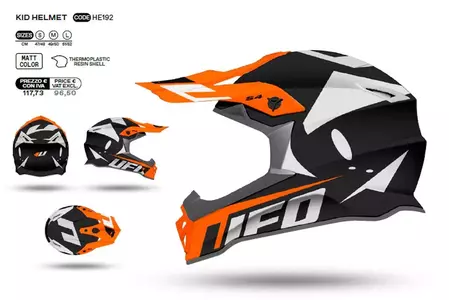 Motorcykel cross enduro hjelm Junior Kid UFO sort orange fluo hvid M-1