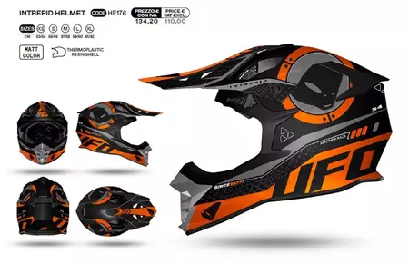 UFO Interpid motocyklová krosová enduro přilba černá šedá oranžová L