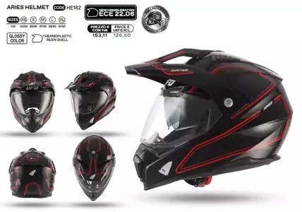Casco moto integrale con visiera UFO Aries nero rosso M - HE182M