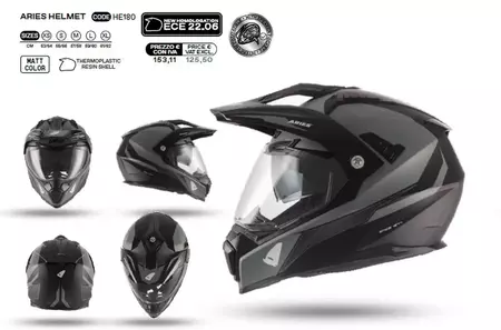 Motorradhelm Helm UFO Aries schwarz grau L - HE180L