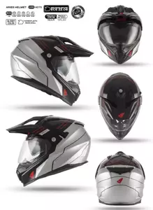 Capacete de motociclista Integral com viseira UFO Aries prata preto XL-1