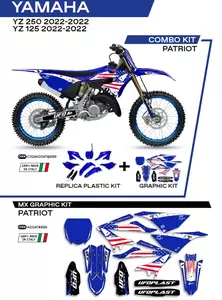 Komplet plastików i oklein UFO Patriot Yamaha YZ 125 250 22 biały niebieski OEM - C324AD047999