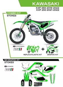 Комплект пластмаса и фурнир UFO Stokes Kawasaki KXF 250 21-22 KXF 450 19-22 зелен зелен зелен - C227AD016999A