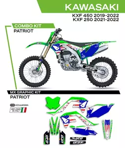 Мотоциклет фурнир UFO Patriot Kawasaki KXF 250 21-22 KXF 450 19-22 зелен син OEM - AD044999A