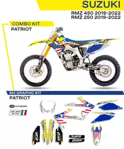 Motorcykelfinér UFO Patriot Suzuki RMZ 250 19-22 RMZ 450 18-22 gul blå hvid OEM - AD046999