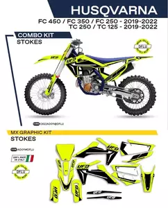 Placage moto UFO Stokes Husqvarna TC 125 250 19-22 FC 250 350 450 19-22 jaune fluo - AD011DFLU
