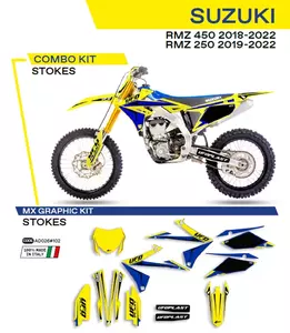 Placage moto UFO Stokes Suzuki RMZ 250 19-22 RMZ 450 18-22 jaune - AD026102