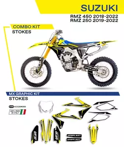 Okleina motocyklowa UFO Stokes Suzuki RMZ 250 19-22 RMZ 450 18-22 żółty biały czarny OEM - AD026999