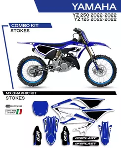 Motorfiets fineer UFO Stokes Yamaha YZ 125 250 22 blauw zwart wit OEM - AD031999