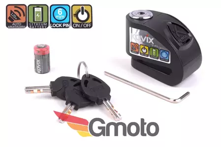 Ключалка за дискова спирачка с аларма KOVIX KD6 черна + калъф + чанта-3