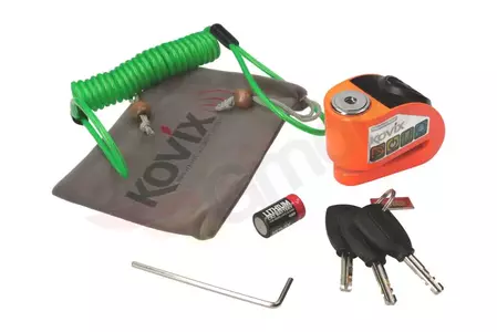 Zámok kotúčovej brzdy s alarmom KOVIX KD6 oranžový kufor + puzdro