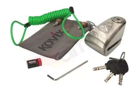 Zámok kotúčovej brzdy s alarmom KOVIX KAL10 strieborný + puzdro + vrecko